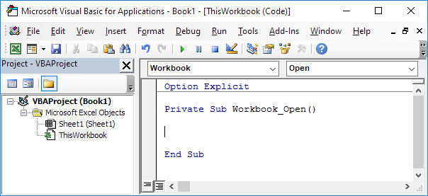 Workbook Open Event in Excel VBA