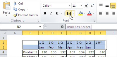 Excel format headers borders