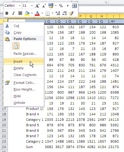 Excel format row insert