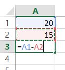 Excel how to substract
