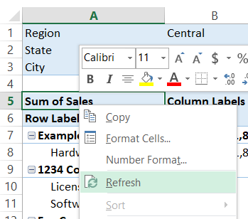 Pivot Table refresh