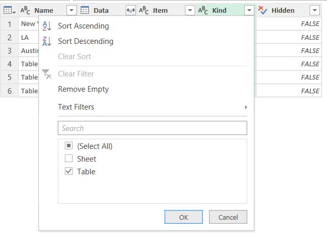 power query kind filter