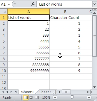 Sort Character Count