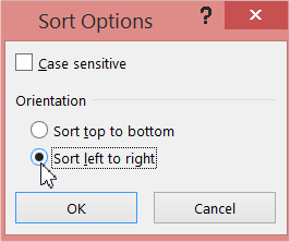 Sort Options sort left to right