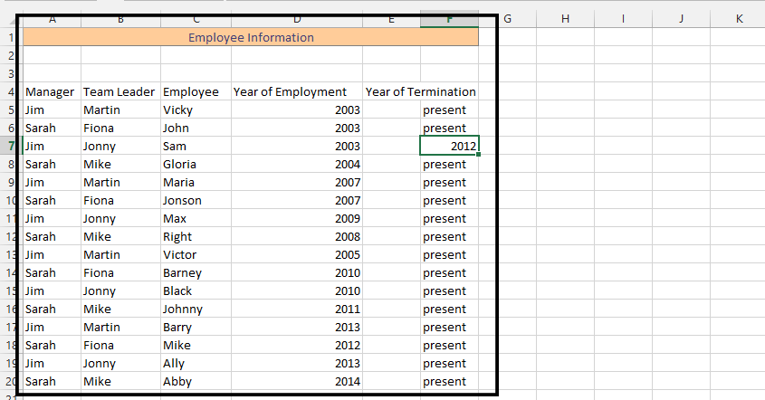 data table