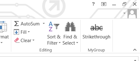 strikethrough button ribbon
