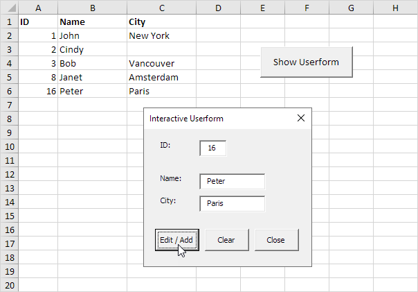 Excel VBA Interactive Userform Excel VBA Interactive Userform