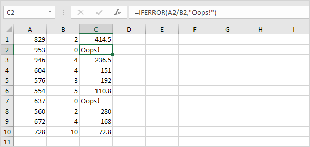 IFERROR function in Excel