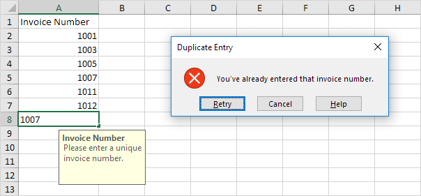 Prevent Duplicate Entries in Excel