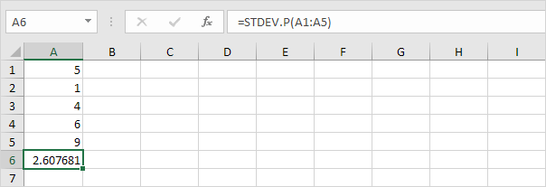 STDEV.P function in Excel STDEV.P function in Excel