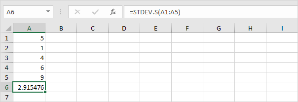 STDEV.S function in Excel STDEV.S function in Excel