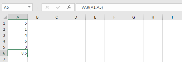 VAR function in Excel VAR function in Excel