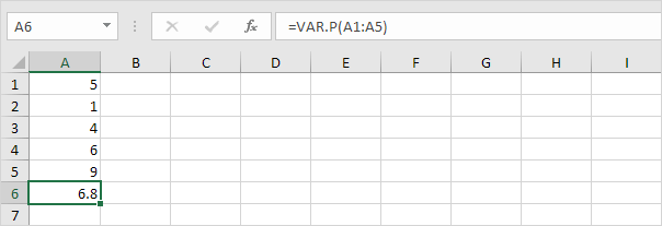 VAR.P function in Excel VAR.P function in Excel