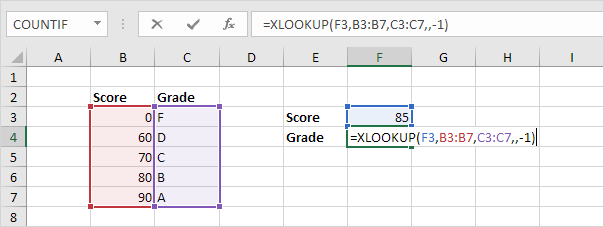 XLOOKUP function in Approximate Match Mode