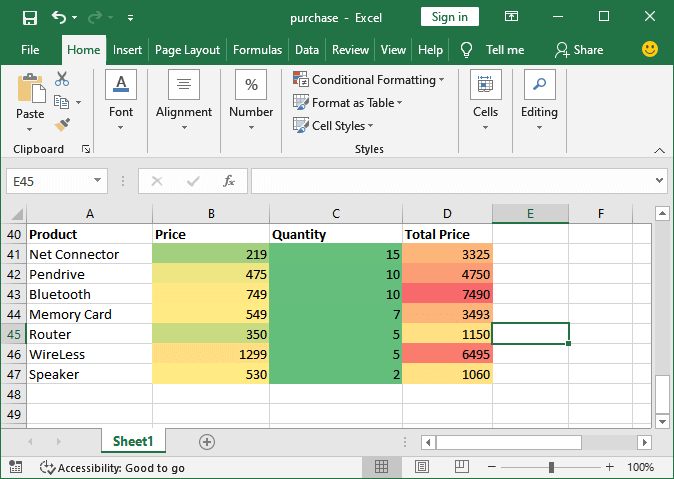 Conditional formatting in Excel