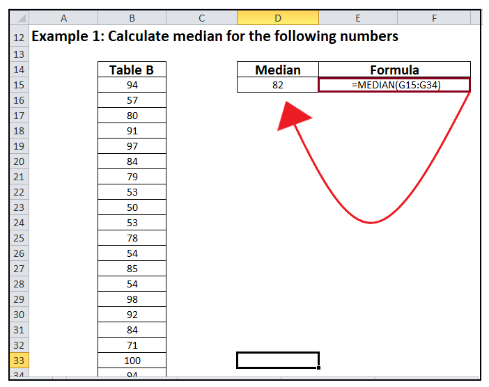 Excel Median() function