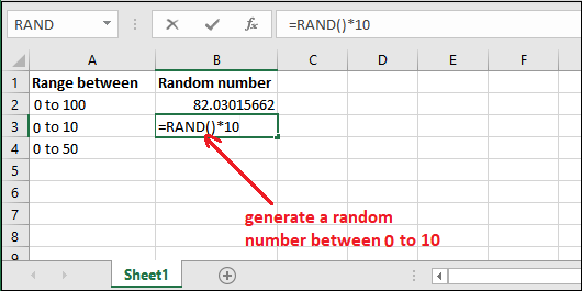 Excel RAND() function