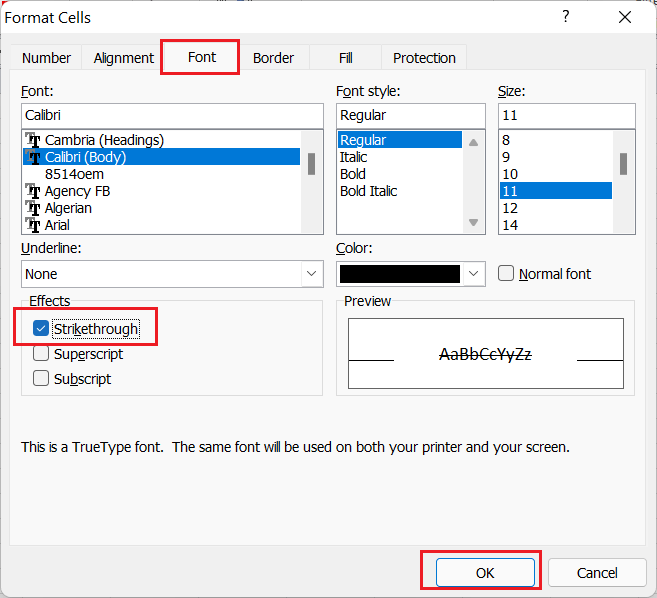 Excel Strikethrough Shortcut