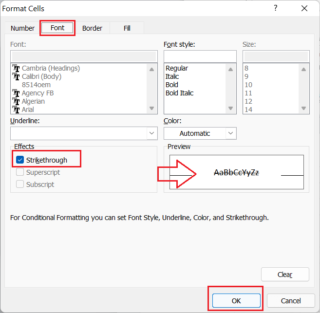Excel Strikethrough Shortcut