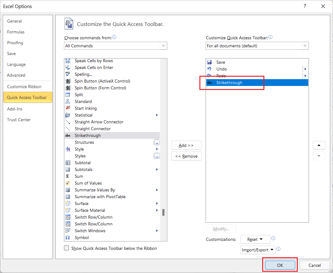 Excel Strikethrough Shortcut