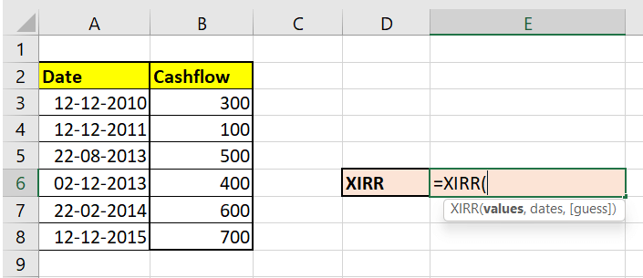 Excel XIRR Function