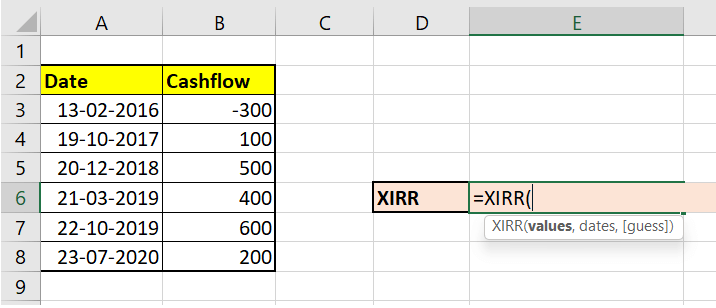 Excel XIRR Function