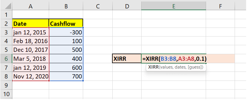 Excel XIRR Function