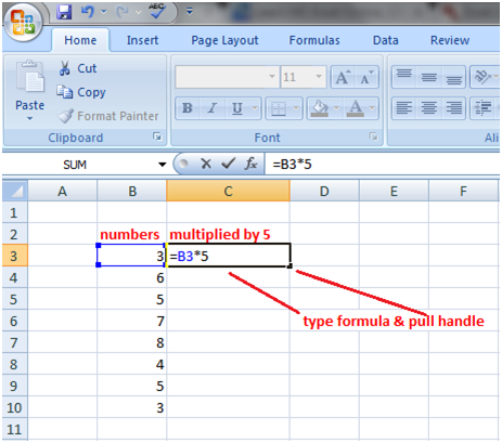 Excel fill handle in formula 1