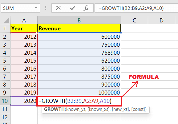 Growth Function in Excel