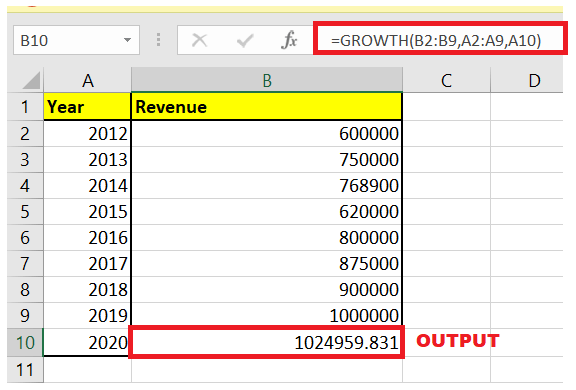 Growth Function in Excel