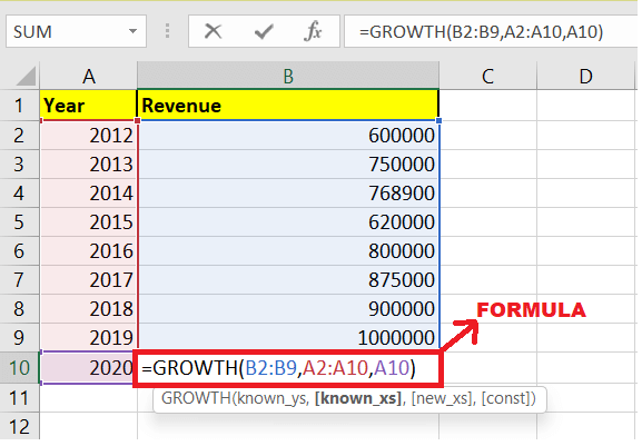 Growth Function in Excel