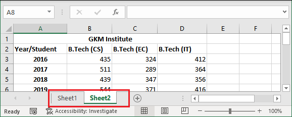 How many sheets are there in excel workbook by default