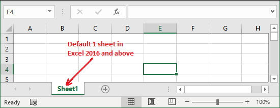 How many sheets are there in excel workbook by default