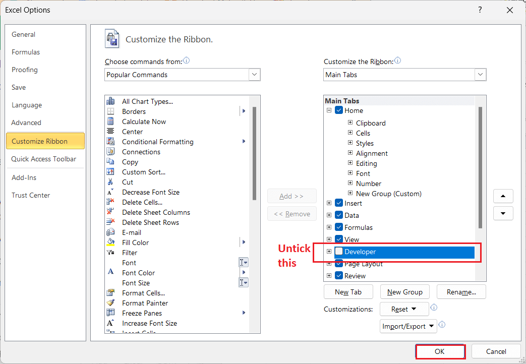 How to enable the developer tab in excel