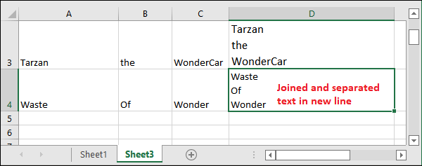 How to go to next line in excel?