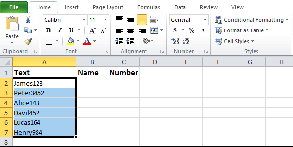 How to Separate text in Excel