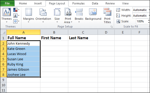 How to Separate text in Excel