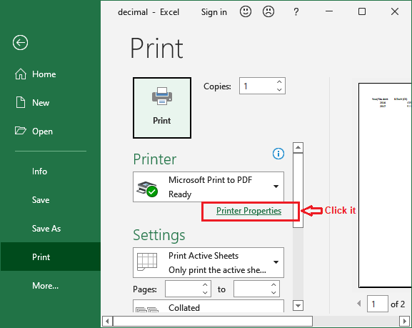 How to set print area in excel?