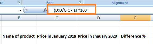 Percentage formula in Excel