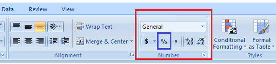 Percentage formula in Excel