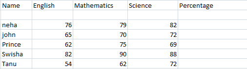 Percentage formula in Excel