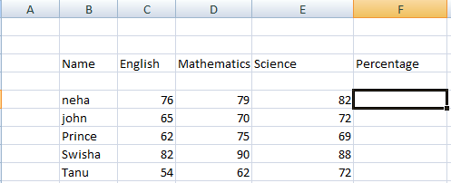 Percentage formula in Excel