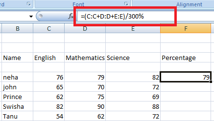 Percentage formula in Excel
