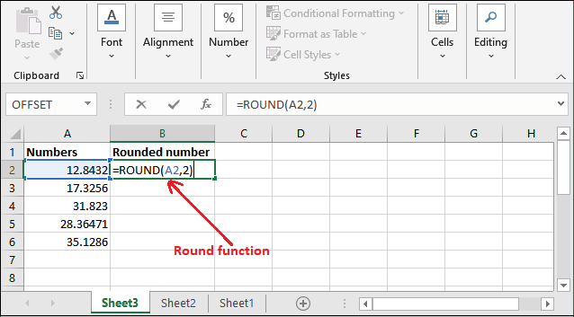 Round formula in Excel