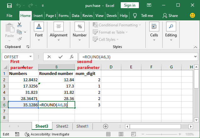 Round formula in Excel