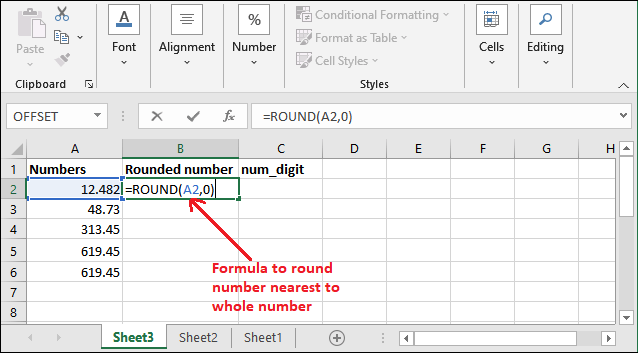 Round formula in Excel