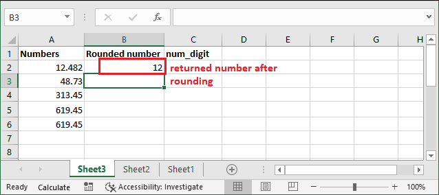 Round formula in Excel