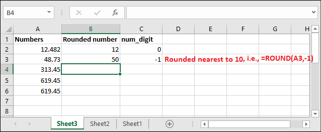 Round formula in Excel
