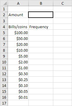 Bills and Coins in Excel VBA