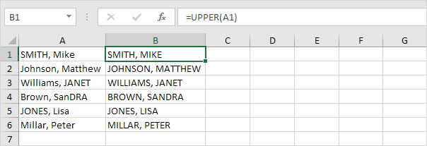 Uppercase in Excel